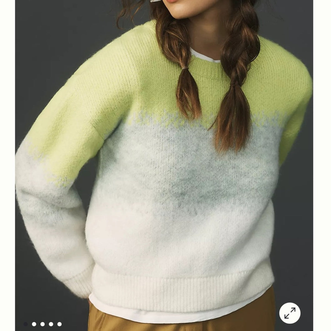Anthropologie Maeve Neon Gradient Crewneck Sweater (Small)