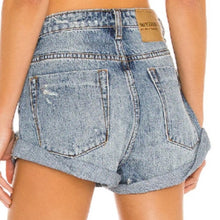 Load image into Gallery viewer, NWT One Teaspoon Venice Mid Waist Bandits Distressed Rolled Denim Shorts (31)
