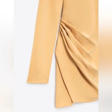 Load image into Gallery viewer, Zara Draped Wrap Jeweled Bow Tie Keyhole Long Sleeve Mini Dress (Small)
