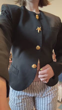 Load and play video in Gallery viewer, Vintage Wool Gold Shell Blazer Jacket (2) - (4)

