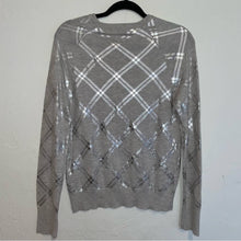 Load image into Gallery viewer, Equipment Femme Silver Metallic Plaid Crewneck Sweater (XS)
