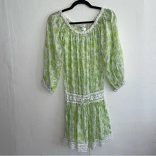 Load image into Gallery viewer, Poupette St. Barth Floral Crochet Off-The-Shoulder Long Sleeve Mini Dress (2)
