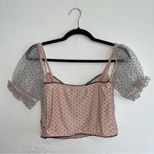 Load image into Gallery viewer, Majorelle Revolve Evan Corset Sheer Puff Sleeve Polka Dot Cropped Top (Medium)
