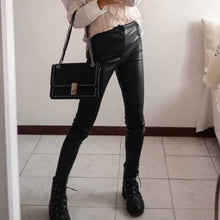 Load image into Gallery viewer, Zara Faux Leather Zip Split Ankle High Waisted Slim Straight Pants (Small)
