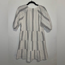 Load image into Gallery viewer, Evereve Alexia Striped Gauze V-Neck Puff Sleeve Tiered Mini Dress (XS)
