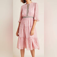 Load image into Gallery viewer, Gal Meets Glam Finley Tiered Polka Dot Midi Dress (0) or (XS) Petite
