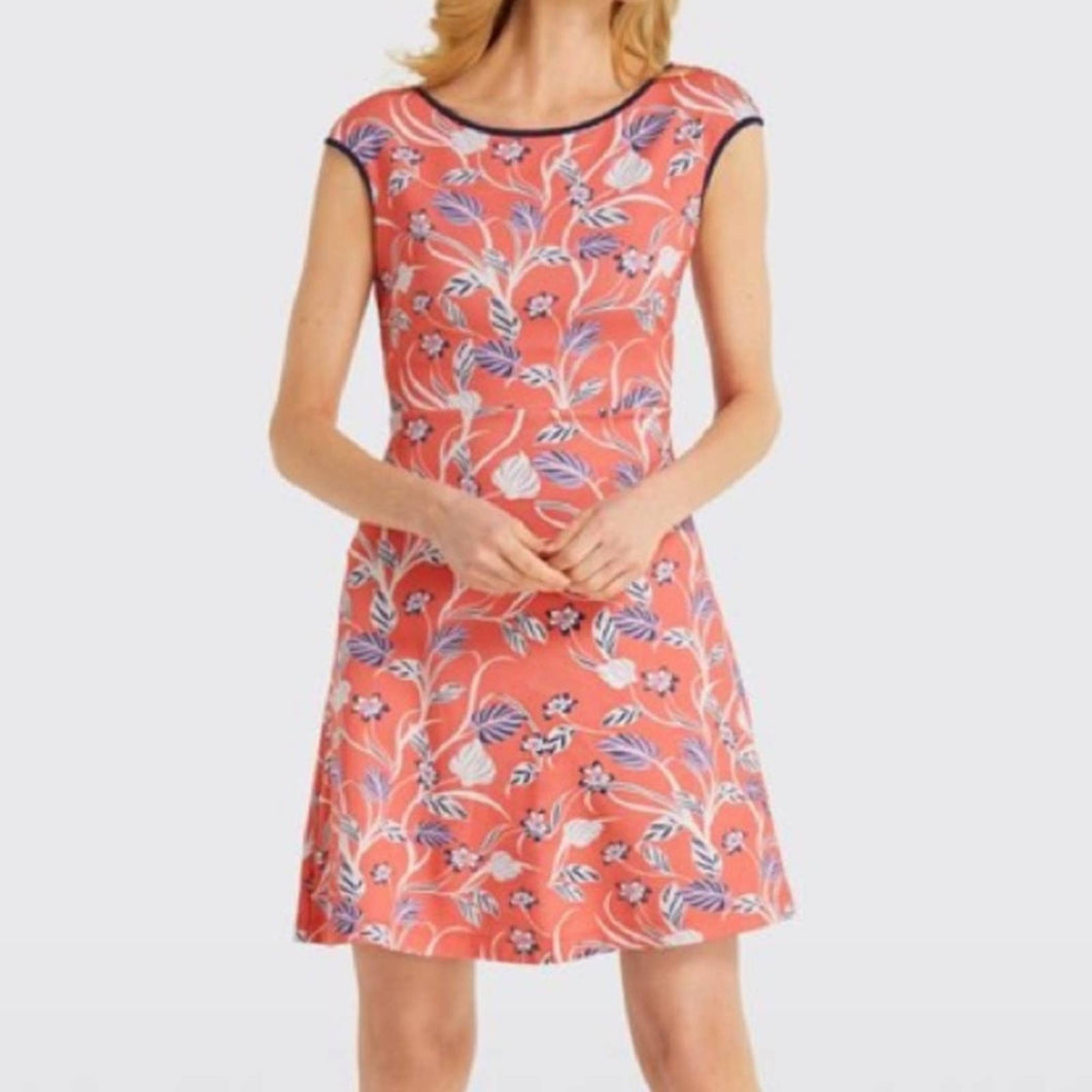 Draper James Floral Ponte Short Cap Sleeve Flattering Short Dress (Large)