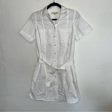 Load image into Gallery viewer, Madewell Seamed Courier Tie Waist Button-Down White Denim Mini Shirt Dress (XS)
