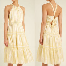 Load image into Gallery viewer, Rebecca Taylor Yard High Neck Halter Open Tie Back Tiered Midi Dress (XS)
