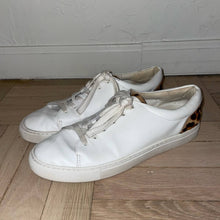 Load image into Gallery viewer, J. Crew Factory Road Trip Leather Lepard Calf Hair Low Top Sneakers (W10)
