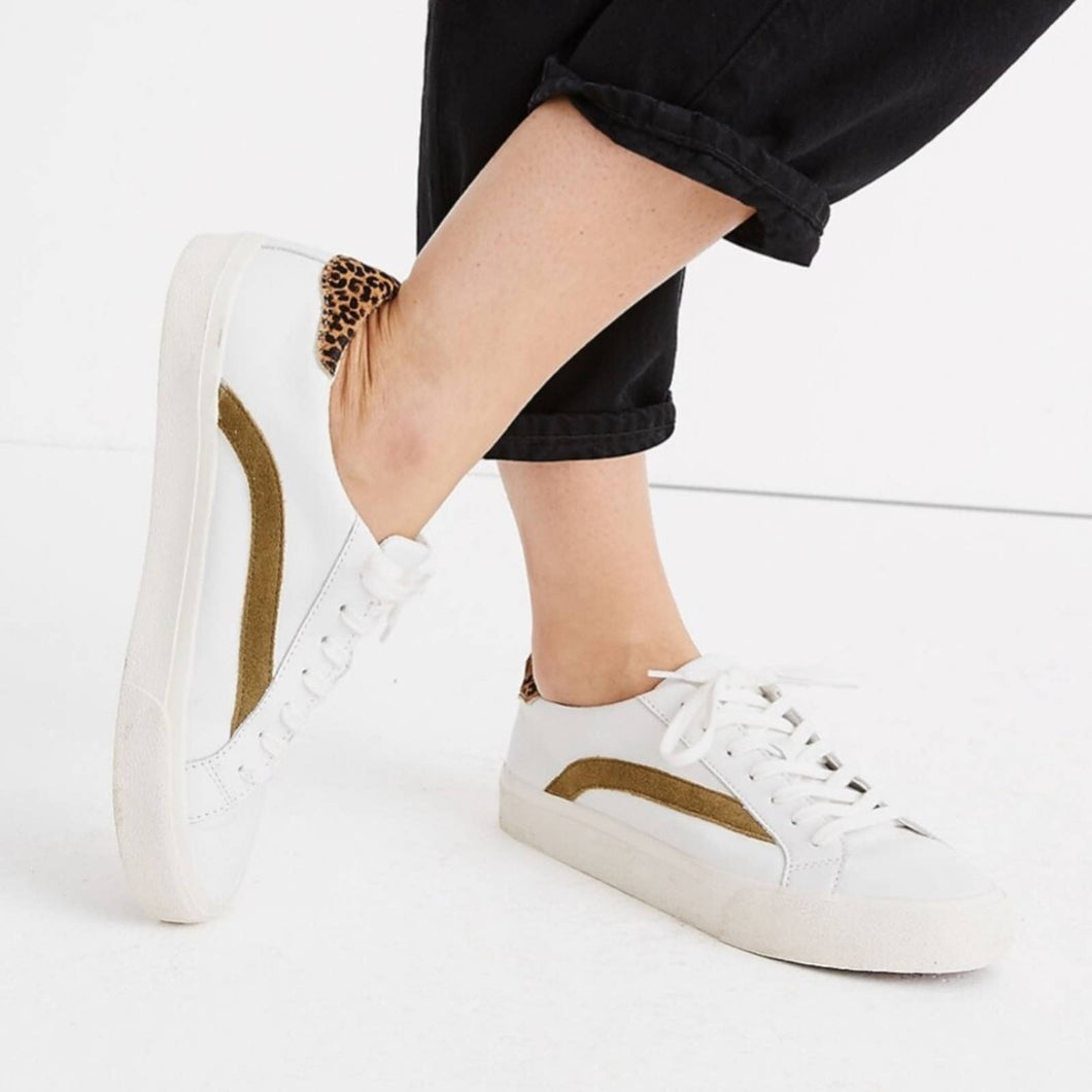 Madewell Sidewalk Low Top Leather Calf Hair Sneakers (W9.5)