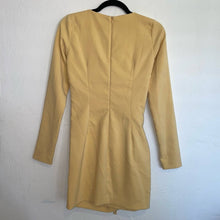Load image into Gallery viewer, Zara Draped Wrap Jeweled Bow Tie Keyhole Long Sleeve Mini Dress (Small)
