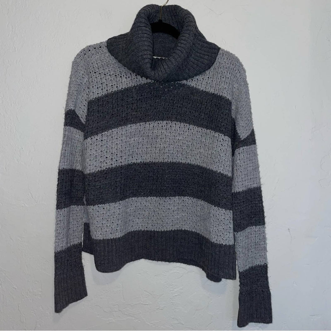 Alice + Olivia Rya Wool Blend Striped Turtleneck Funnel Neck Sweater (Small)