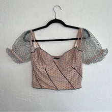 Load image into Gallery viewer, Majorelle Revolve Evan Corset Sheer Puff Sleeve Polka Dot Cropped Top (Medium)
